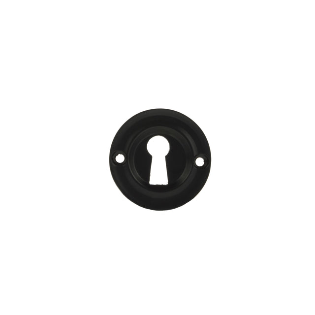 Quality image of Old English Solid Brass Open Key Hole Escutcheons - Matt Black | Sku. oerkemb | available from Trade Door Handles.