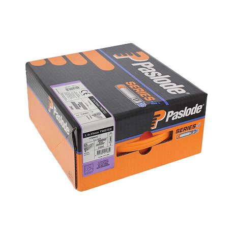 This is an image of Paslode PPN35Ci Nails & Fuel Cells Trade Pack - Twist Shank - Electro Galvanised - 141185 3.4 x 35mm/2CFC (2500 PCS Box) PAS141185