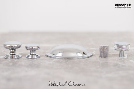 Quality image of Old English Lincoln Solid Brass Victorian Knob 32mm on Concealed Fix - Polished Chrome | Sku. oec1232pc | available from Trade Door Handles.