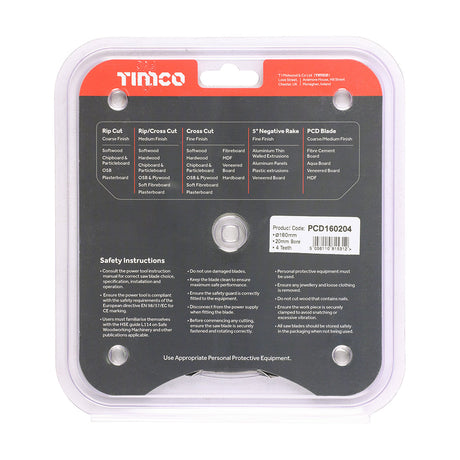 This is an image of Timco - PCD Fibre Cement Saw Blade 160 x 20 x 4T (1 Each Clamshell) PCD160204