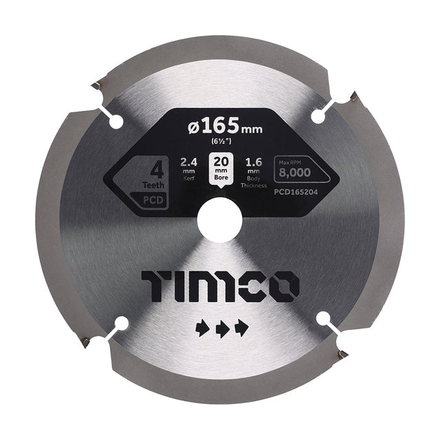 This is an image of Timco - PCD Fibre Cement Saw Blade 165 x 20 x 4T (1 Each Clamshell) PCD165204