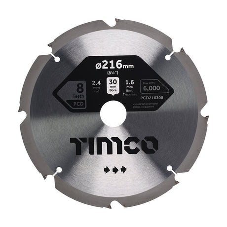 This is an image of Timco - PCD Fibre Cement Saw Blade 216 x 30 x 8T (1 Each Clamshell) PCD216308