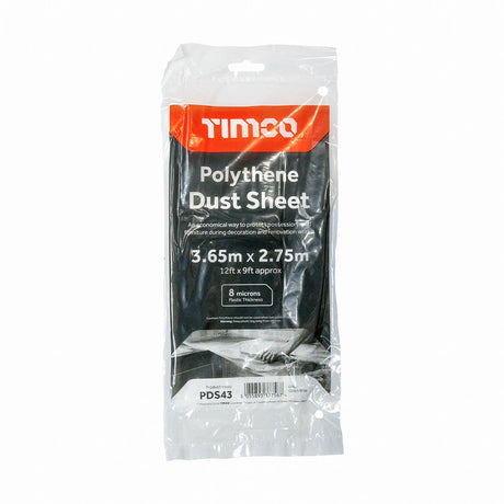 This is an image of Timco - Polythene Dust Sheet 3.65m x 2.75m (1 Each Bag) PDS43