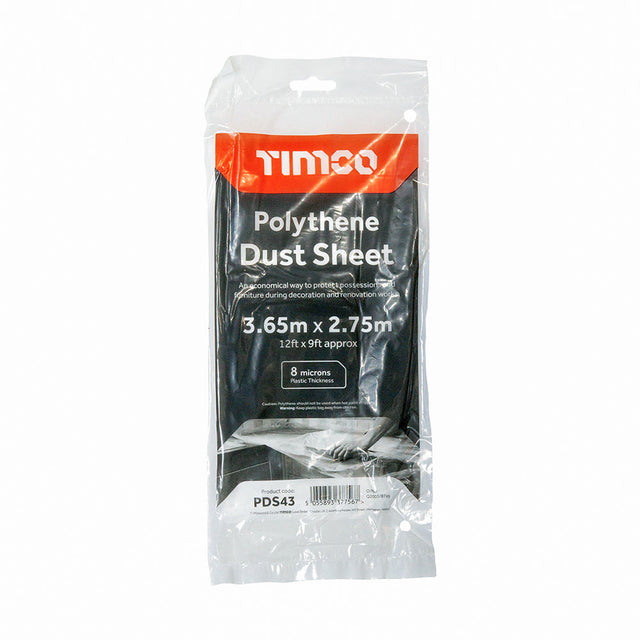 This is an image of Timco - Polythene Dust Sheet 3.65m x 2.75m (1 Each Bag) PDS43