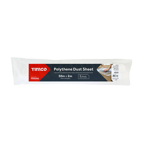 This is an image of Timco - Polythene Dust Sheet 50m x 2m (1 Each Bag) PDS502