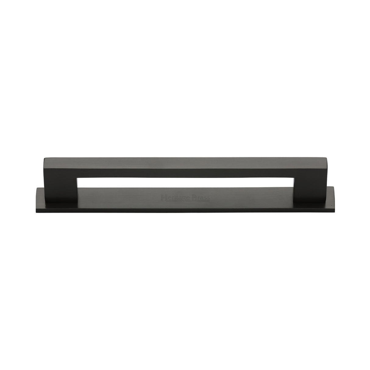 High quality image of the Heritage Brass Cabinet Pull Metro Design with Plate 128mm CTC Matt Bronze Finish | Sku. pl0337-128-mb | Discounted prices available from Trade Door Handles