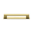 High quality image of the Heritage Brass Cabinet Pull Metro Design with Plate 128mm CTC Polished Brass Finish | Sku. pl0337-128-pb | Discounted prices available from Trade Door Handles