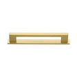 High quality image of the Heritage Brass Cabinet Pull Metro Design with Plate 128mm CTC Satin Brass Finish | Sku. pl0337-128-sb | Discounted prices available from Trade Door Handles