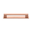 High quality image of the Heritage Brass Cabinet Pull Metro Design with Plate 128mm CTC Satin Rose Gold Finish | Sku. pl0337-128-srg | Discounted prices available from Trade Door Handles