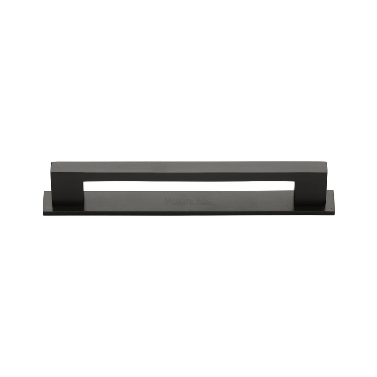 High quality image of the Heritage Brass Cabinet Pull Metro Design with Plate 96mm CTC Matt Bronze Finish | Sku. pl0337-96-mb | Discounted prices available from Trade Door Handles