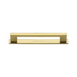 High quality image of the Heritage Brass Cabinet Pull Metro Design with Plate 96mm CTC Polished Brass Finish | Sku. pl0337-96-pb | Discounted prices available from Trade Door Handles