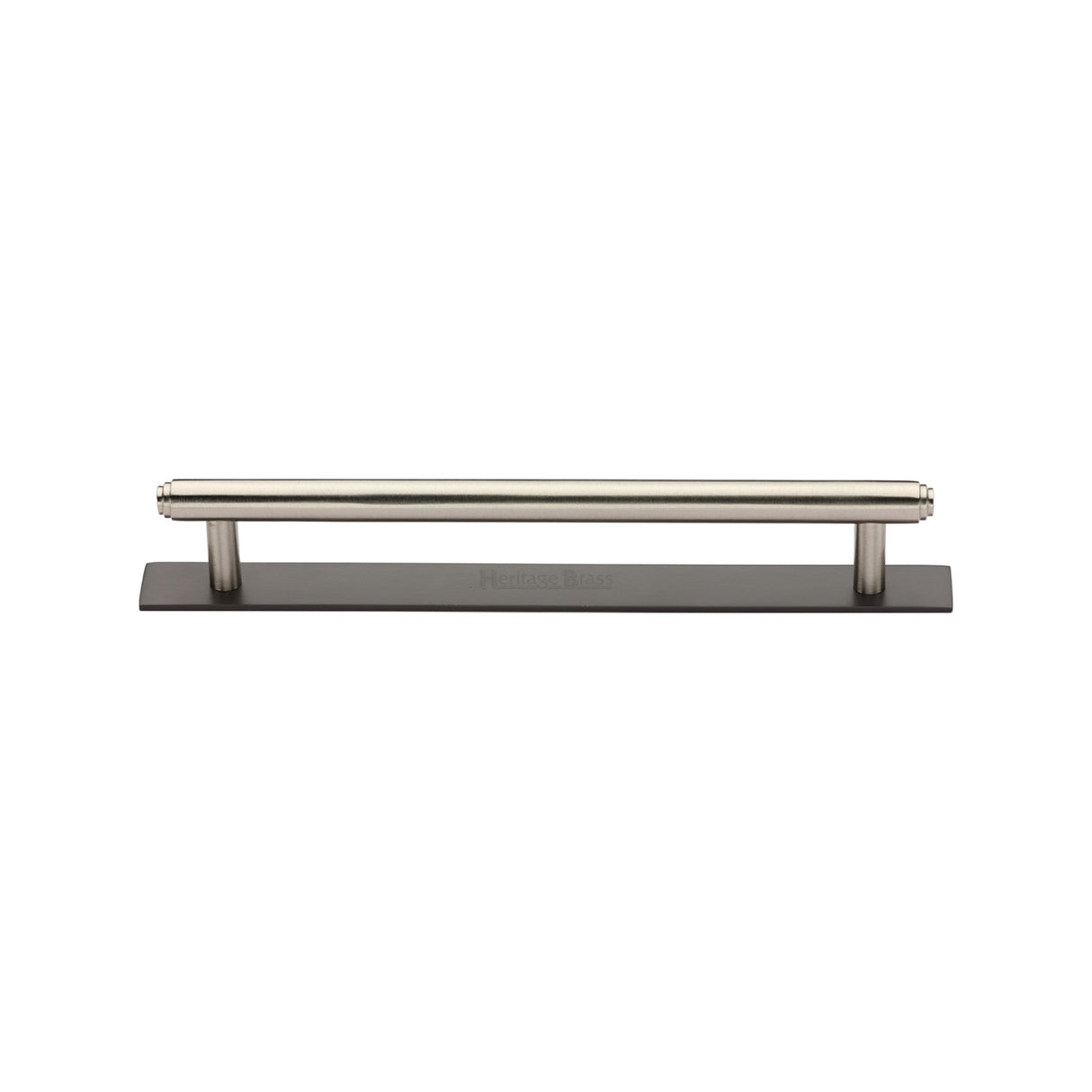 High quality image of the Heritage Brass Cabinet Pull Step Design with Plate 128mm CTC Matt Bronze/Satin Nickel Finish | Sku. pl4410-128-bsn | Discounted prices available from Trade Door Handles