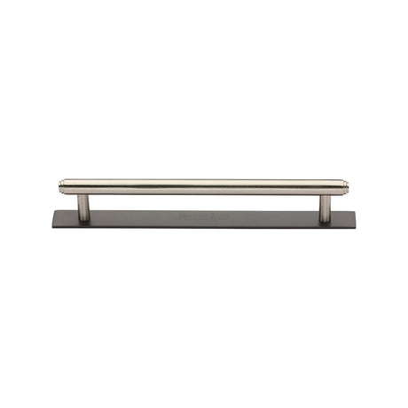 High quality image of the Heritage Brass Cabinet Pull Step Design with Plate 128mm CTC Matt Bronze/Satin Nickel Finish | Sku. pl4410-128-bsn | Discounted prices available from Trade Door Handles
