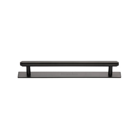 High quality image of the Heritage Brass Cabinet Pull Step Design with Plate 128mm CTC Matt Bronze Finish | Sku. pl4410-128-mb | Discounted prices available from Trade Door Handles