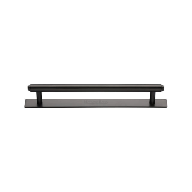 High quality image of the Heritage Brass Cabinet Pull Step Design with Plate 128mm CTC Matt Bronze Finish | Sku. pl4410-128-mb | Discounted prices available from Trade Door Handles