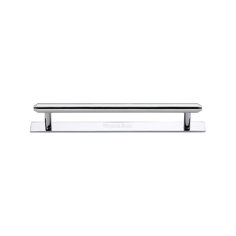 High quality image of the Heritage Brass Cabinet Pull Step Design with Plate 128mm CTC Polished Chrome Finish | Sku. pl4410-128-pc | Discounted prices available from Trade Door Handles