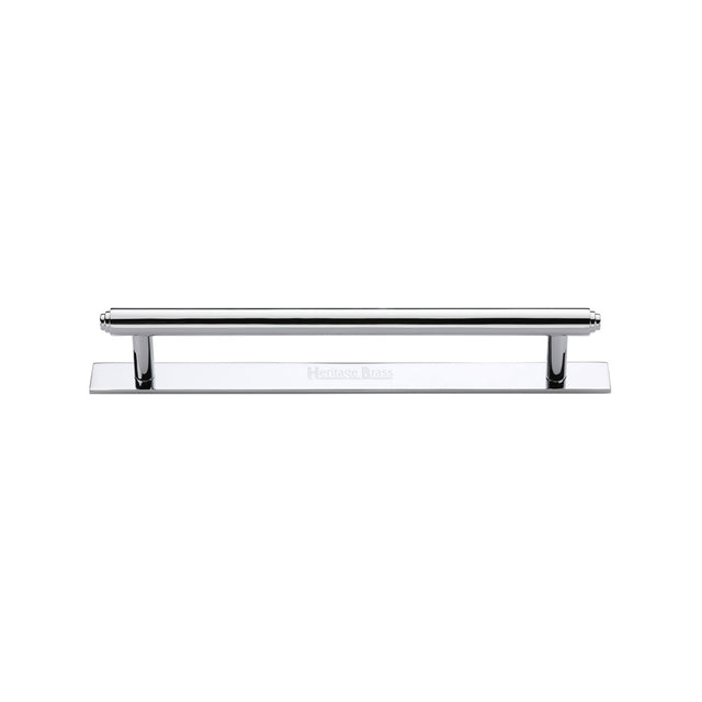High quality image of the Heritage Brass Cabinet Pull Step Design with Plate 128mm CTC Polished Chrome Finish | Sku. pl4410-128-pc | Discounted prices available from Trade Door Handles