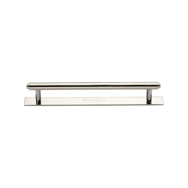High quality image of the Heritage Brass Cabinet Pull Step Design with Plate 128mm CTC Polished Nickel Finish | Sku. pl4410-128-pnf | Discounted prices available from Trade Door Handles