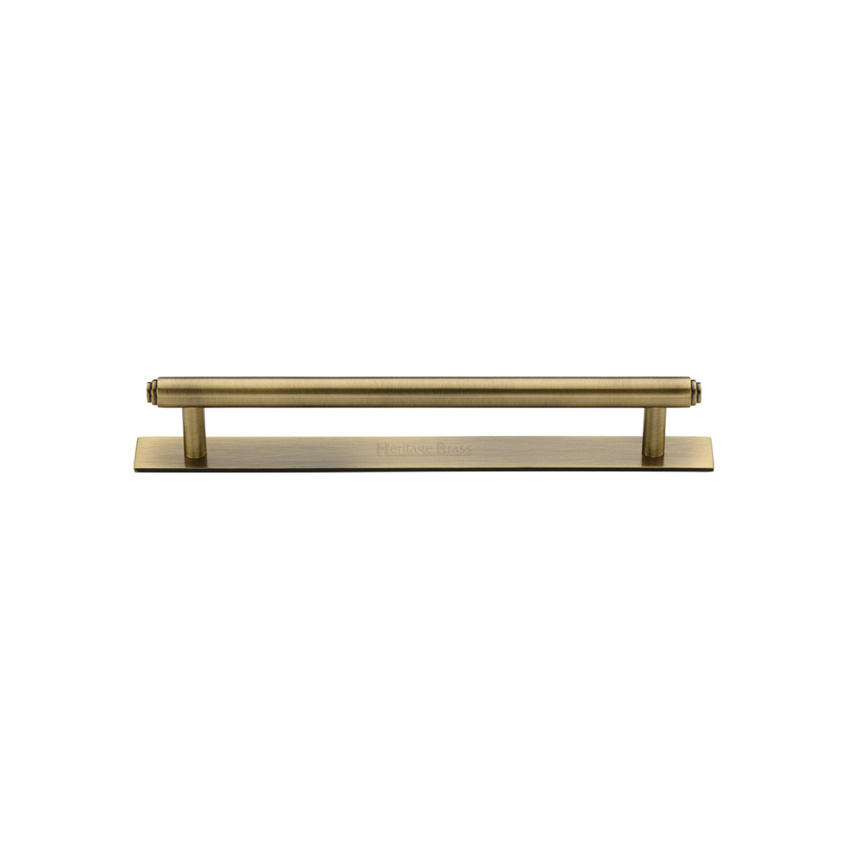 High quality image of the Heritage Brass Cabinet Pull Step Design with Plate 96mm CTC Antique Brass Finish | Sku. pl4410-96-at | Discounted prices available from Trade Door Handles