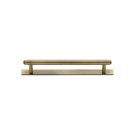 High quality image of the Heritage Brass Cabinet Pull Step Design with Plate 96mm CTC Antique Brass Finish | Sku. pl4410-96-at | Discounted prices available from Trade Door Handles