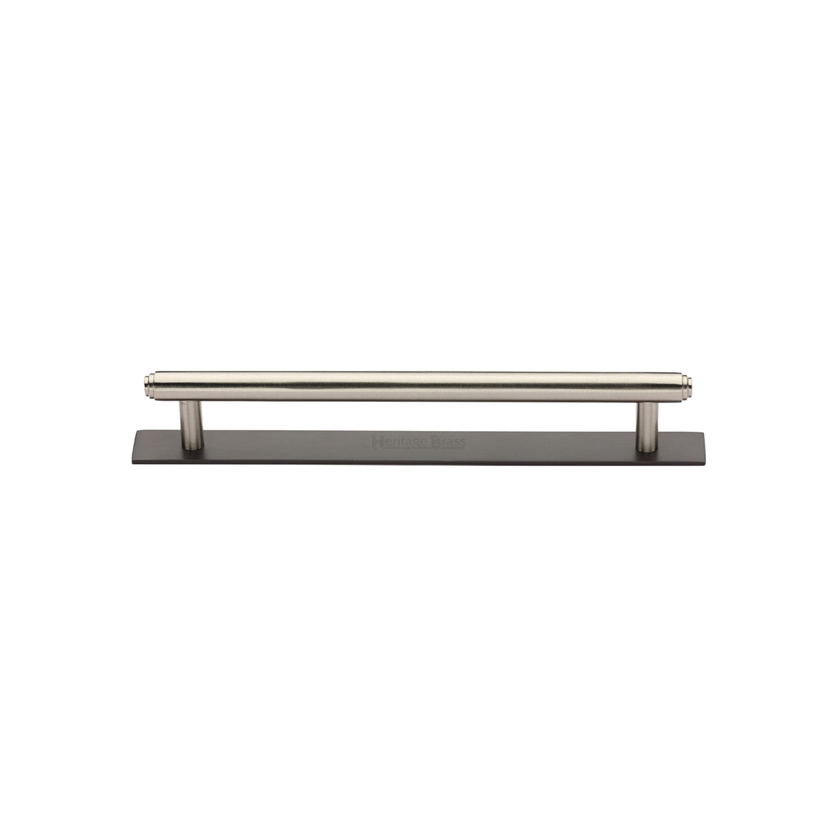High quality image of the Heritage Brass Cabinet Pull Step Design with Plate 96mm CTC Matt Bronze/Satin Nickel Finish | Sku. pl4410-96-bsn | Discounted prices available from Trade Door Handles
