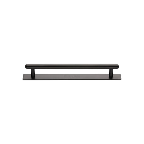 High quality image of the Heritage Brass Cabinet Pull Step Design with Plate 96mm CTC Matt Bronze Finish | Sku. pl4410-96-mb | Discounted prices available from Trade Door Handles