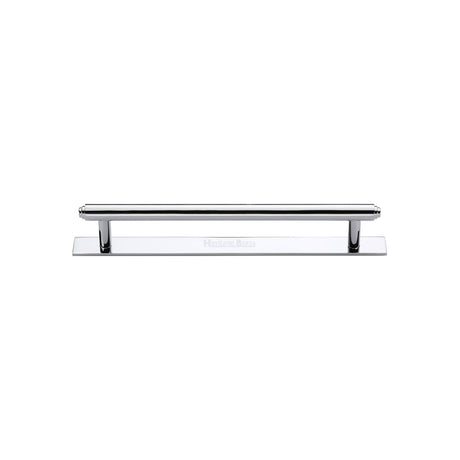 High quality image of the Heritage Brass Cabinet Pull Step Design with Plate 96mm CTC Polished Chrome Finish | Sku. pl4410-96-pc | Discounted prices available from Trade Door Handles