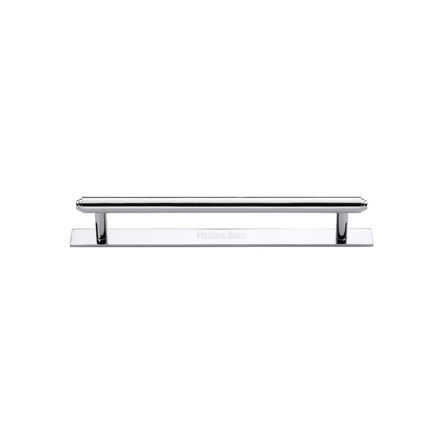 High quality image of the Heritage Brass Cabinet Pull Step Design with Plate 96mm CTC Polished Chrome Finish | Sku. pl4410-96-pc | Discounted prices available from Trade Door Handles