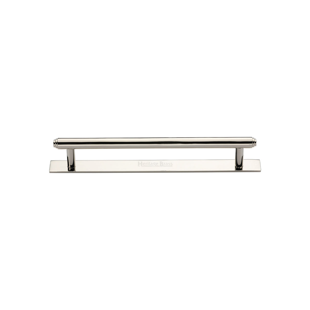 High quality image of the Heritage Brass Cabinet Pull Step Design with Plate 96mm CTC Polished Nickel Finish | Sku. pl4410-96-pnf | Discounted prices available from Trade Door Handles