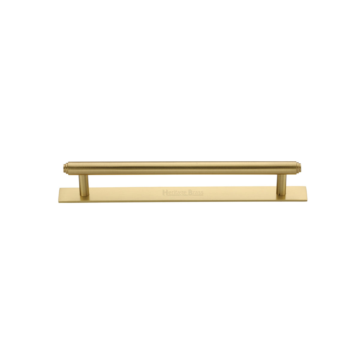 High quality image of the Heritage Brass Cabinet Pull Step Design with Plate 96mm CTC Satin Brass Finish | Sku. pl4410-96-sb | Discounted prices available from Trade Door Handles