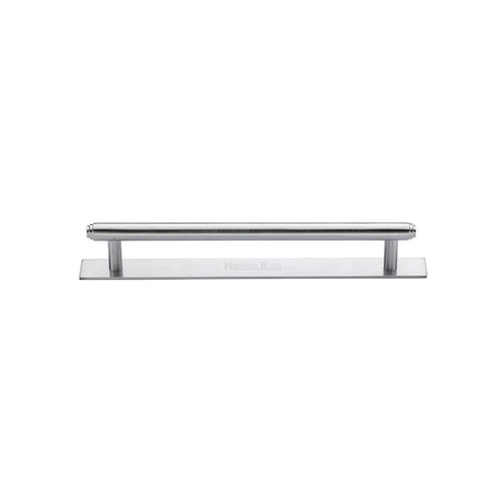 High quality image of the Heritage Brass Cabinet Pull Step Design with Plate 96mm CTC Satin Chrome Finish | Sku. pl4410-96-sc | Discounted prices available from Trade Door Handles