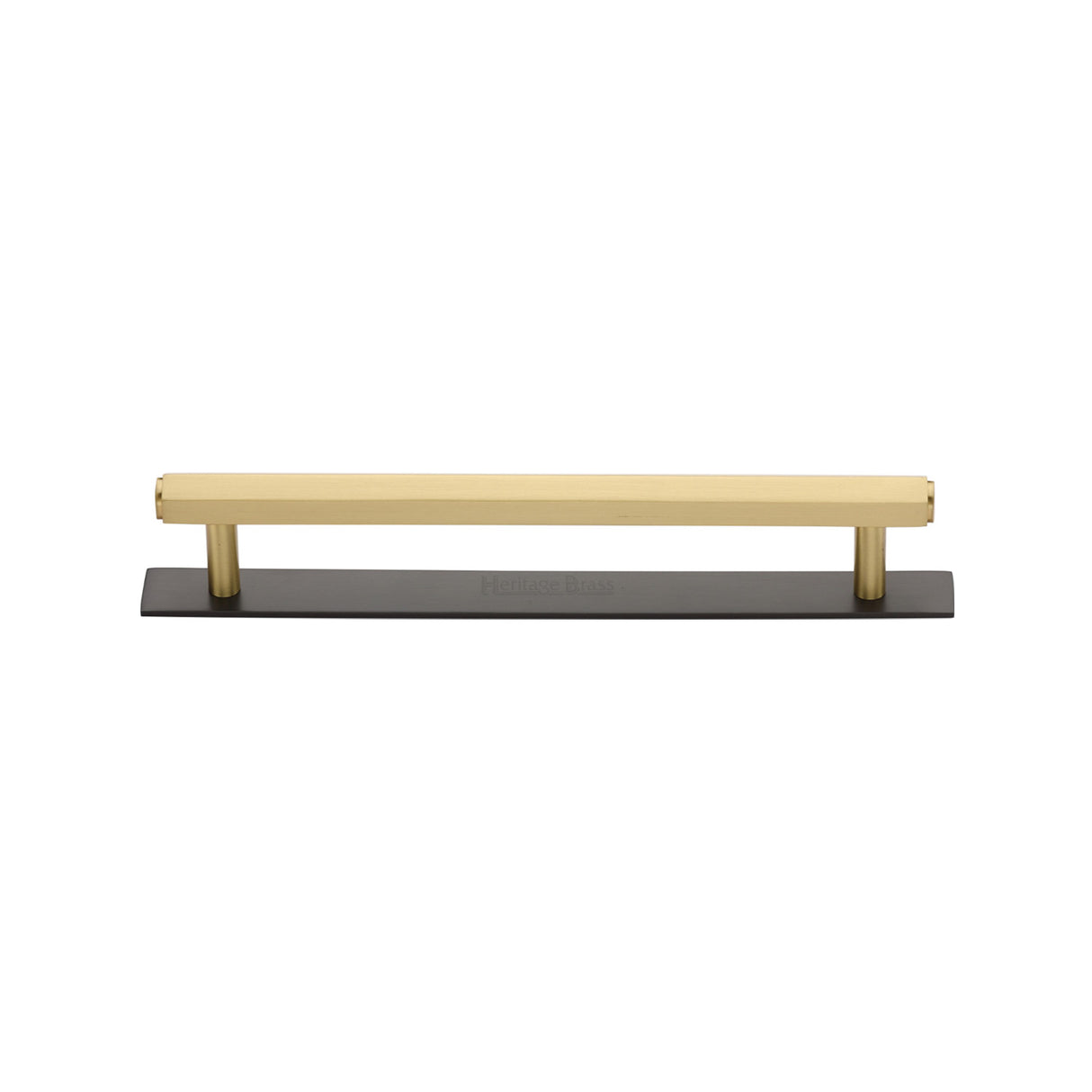 High quality image of the Heritage Brass Cabinet Pull Hexagonal Design with Plate 128mm CTC Matt Bronze/Satin Brass Finish | Sku. pl4422-128-bsb | Discounted prices available from Trade Door Handles