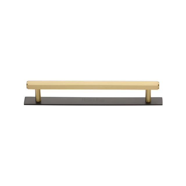 High quality image of the Heritage Brass Cabinet Pull Hexagonal Design with Plate 128mm CTC Matt Bronze/Satin Brass Finish | Sku. pl4422-128-bsb | Discounted prices available from Trade Door Handles