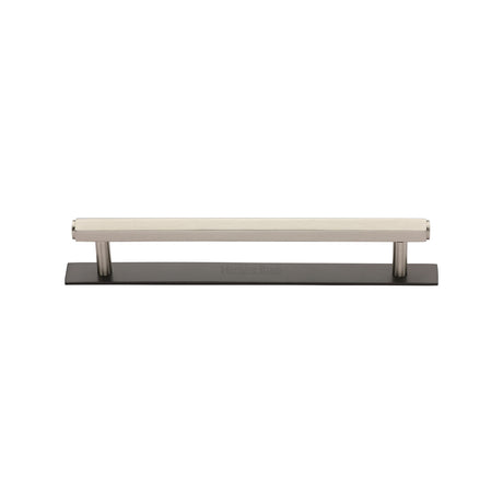 High quality image of the Heritage Brass Cabinet Pull Hexagonal Design with Plate 128mm CTC Matt Bronze/Satin Nickel Finish | Sku. pl4422-128-bsn | Discounted prices available from Trade Door Handles