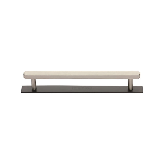 High quality image of the Heritage Brass Cabinet Pull Hexagonal Design with Plate 128mm CTC Matt Bronze/Satin Nickel Finish | Sku. pl4422-128-bsn | Discounted prices available from Trade Door Handles