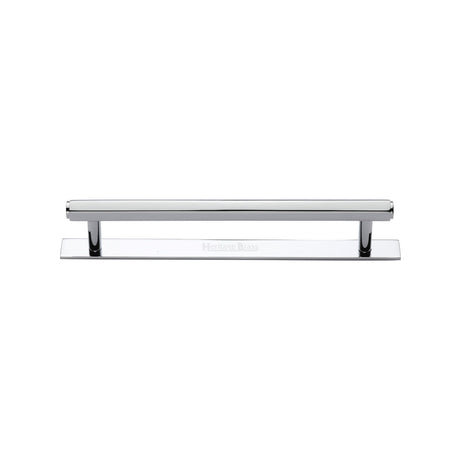 High quality image of the Heritage Brass Cabinet Pull Hexagonal Design with Plate 128mm CTC Polished Chrome Finish | Sku. pl4422-128-pc | Discounted prices available from Trade Door Handles