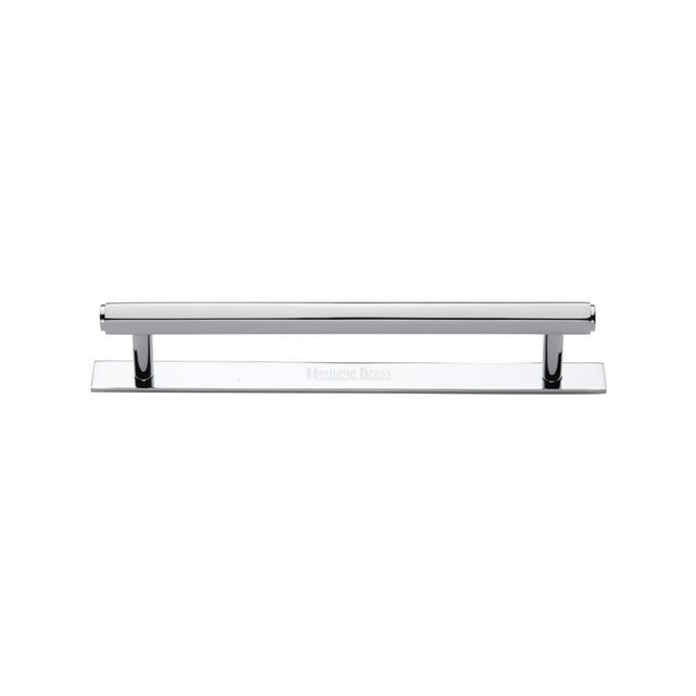 High quality image of the Heritage Brass Cabinet Pull Hexagonal Design with Plate 128mm CTC Polished Chrome Finish | Sku. pl4422-128-pc | Discounted prices available from Trade Door Handles