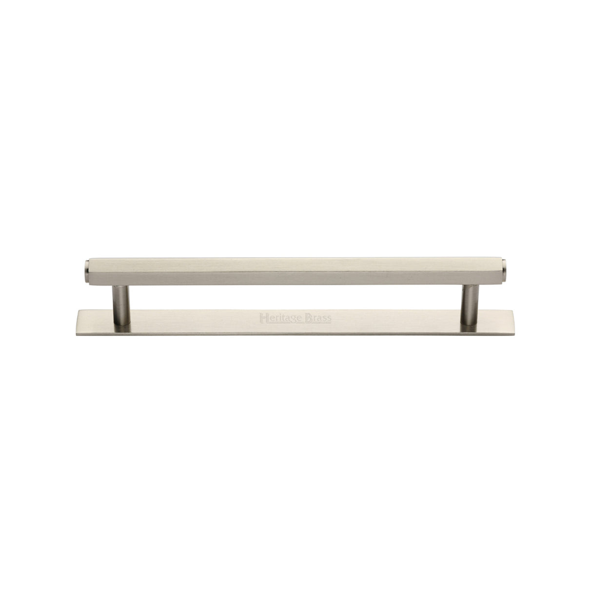 High quality image of the Heritage Brass Cabinet Pull Hexagonal Design with Plate 128mm CTC Satin Nickel Finish | Sku. pl4422-128-sn | Discounted prices available from Trade Door Handles