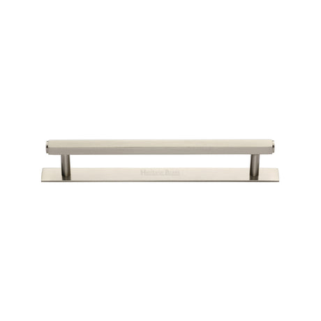 High quality image of the Heritage Brass Cabinet Pull Hexagonal Design with Plate 128mm CTC Satin Nickel Finish | Sku. pl4422-128-sn | Discounted prices available from Trade Door Handles