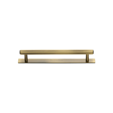 High quality image of the Heritage Brass Cabinet Pull Hexagonal Design with Plate 96mm CTC Antique Brass Finish | Sku. pl4422-96-at | Discounted prices available from Trade Door Handles