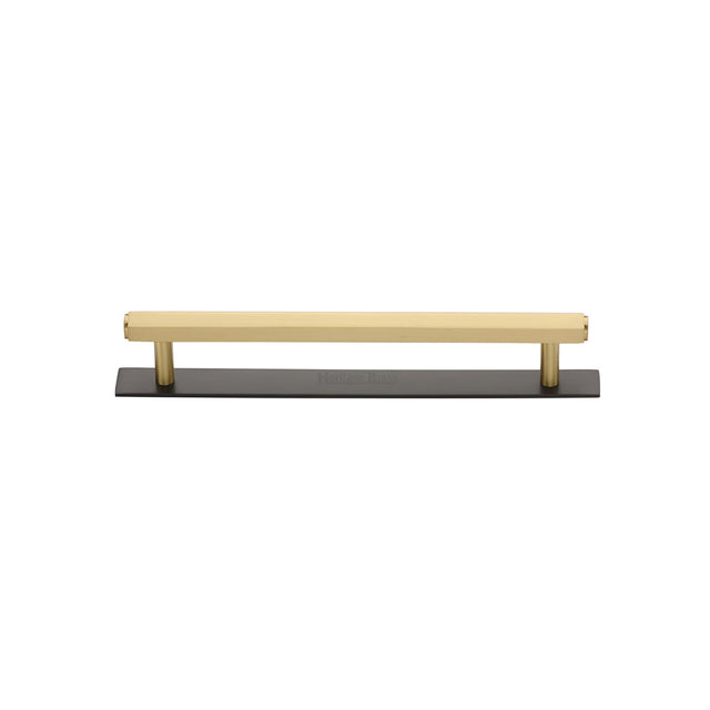 High quality image of the Heritage Brass Cabinet Pull Hexagonal Design with Plate 96mm CTC Matt Bronze/Satin Brass Finish | Sku. pl4422-96-bsb | Discounted prices available from Trade Door Handles