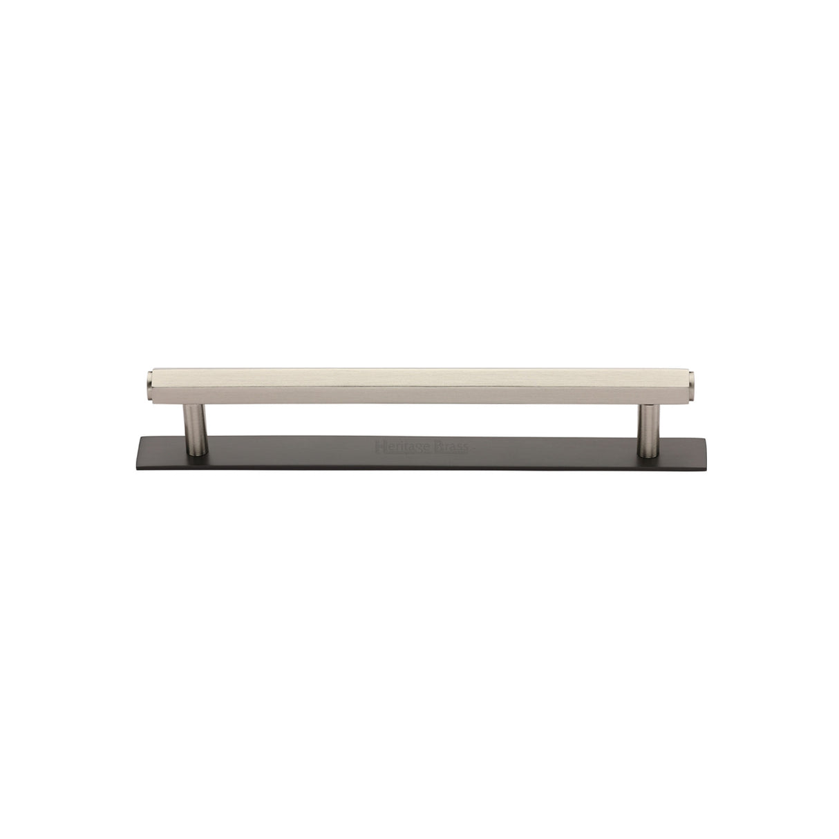 High quality image of the Heritage Brass Cabinet Pull Hexagonal Design with Plate 96mm CTC Matt Bronze/Satin Nickel Finish | Sku. pl4422-96-bsn | Discounted prices available from Trade Door Handles