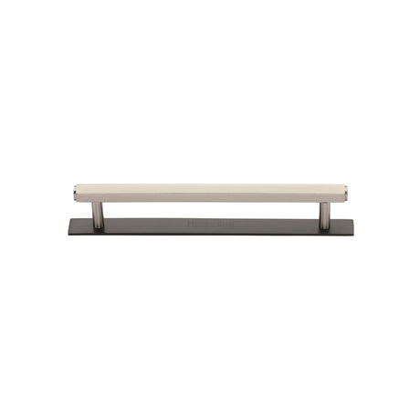 High quality image of the Heritage Brass Cabinet Pull Hexagonal Design with Plate 96mm CTC Matt Bronze/Satin Nickel Finish | Sku. pl4422-96-bsn | Discounted prices available from Trade Door Handles