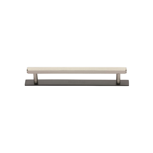 High quality image of the Heritage Brass Cabinet Pull Hexagonal Design with Plate 96mm CTC Matt Bronze/Satin Nickel Finish | Sku. pl4422-96-bsn | Discounted prices available from Trade Door Handles