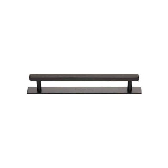 High quality image of the Heritage Brass Cabinet Pull Hexagonal Design with Plate 96mm CTC Matt Bronze Finish | Sku. pl4422-96-mb | Discounted prices available from Trade Door Handles