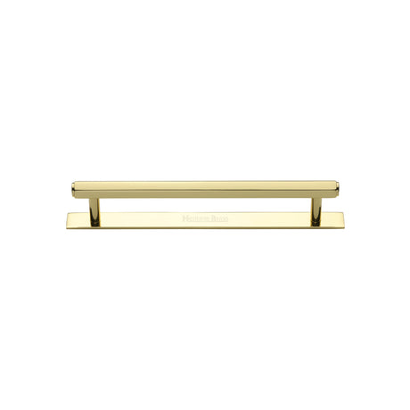 High quality image of the Heritage Brass Cabinet Pull Hexagonal Design with Plate 96mm CTC Polished Brass Finish | Sku. pl4422-96-pb | Discounted prices available from Trade Door Handles