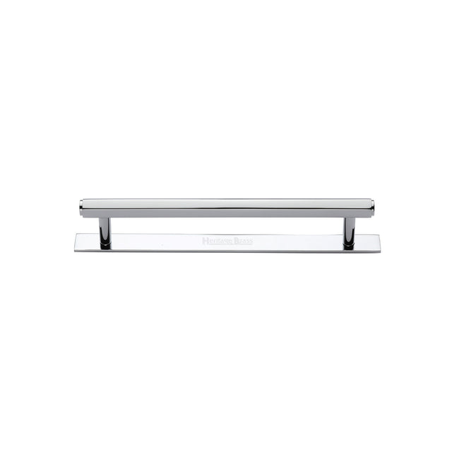 High quality image of the Heritage Brass Cabinet Pull Hexagonal Design with Plate 96mm CTC Polished Chrome Finish | Sku. pl4422-96-pc | Discounted prices available from Trade Door Handles