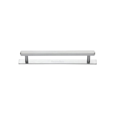 High quality image of the Heritage Brass Cabinet Pull Hexagonal Design with Plate 96mm CTC Satin Chrome Finish | Sku. pl4422-96-sc | Discounted prices available from Trade Door Handles