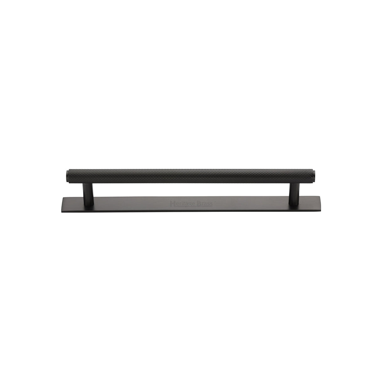 High quality image of the Heritage Brass Cabinet Pull Knurled Design with Plate 96mm CTC Matt Bronze Finish | Sku. pl4458-96-mb | Discounted prices available from Trade Door Handles