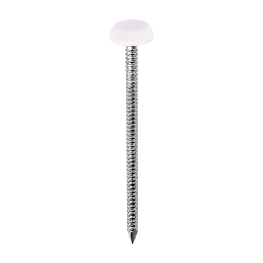 This is an image of Timco - Polymer Headed Nails - A4 Stainless Steel - Cream 65mm (100 PCS Box) PN65CC